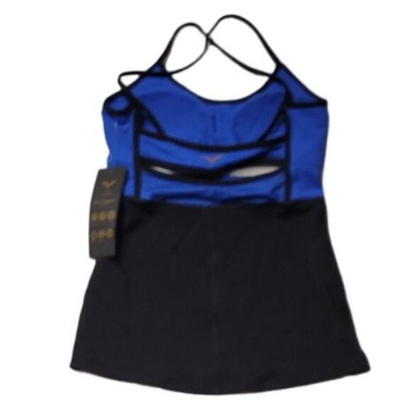NWT Vipe Althletic Tank Top Built in Bra Blue & Black Color Blocked Yoga - S - Picture 2 of 9